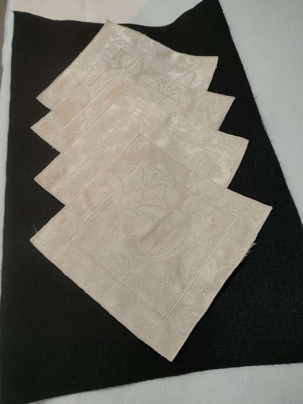 Waterford Cream Damask Linen Cocktail Napkins - Set of 4